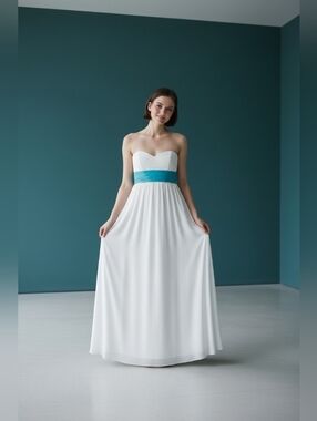 Bill Levkoff White Chiffon Strapless Dress